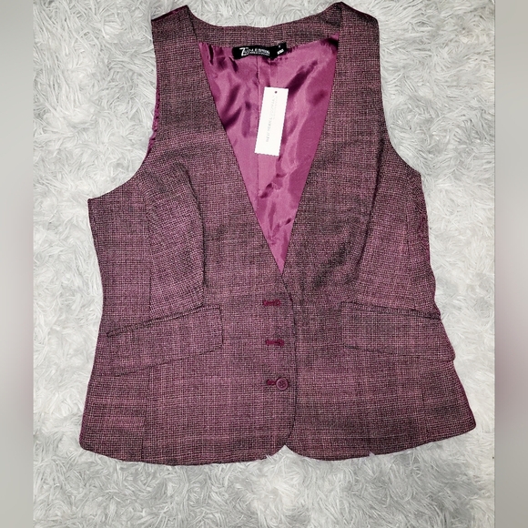 New York & Co 2-Pc Purple 3-Button Vest & Boot Cut Pants, Size 2 Reg - Picture 2 of 6